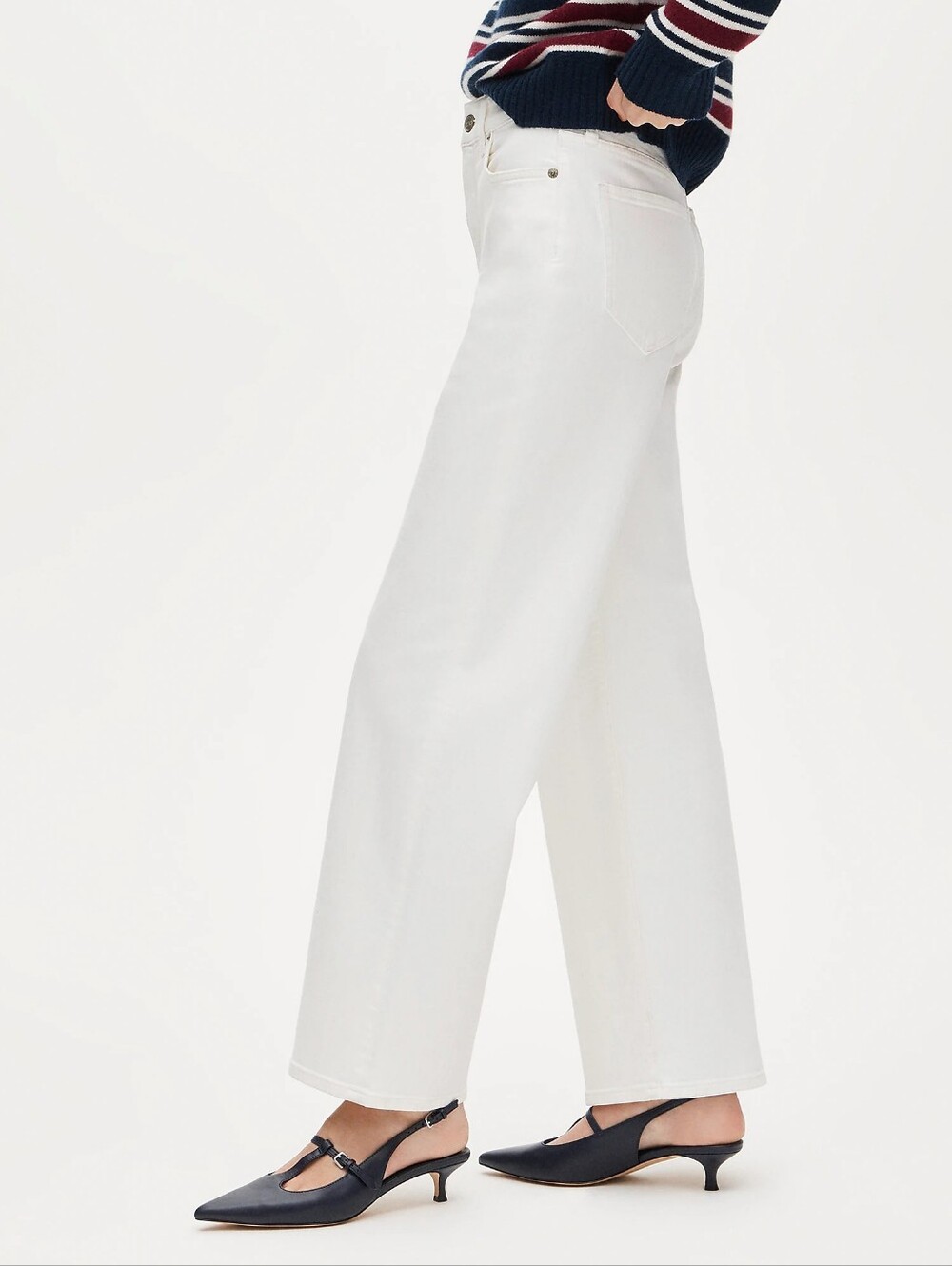 J. Crew High-Rise Slim Wide-Leg Curvy Super Stretch Jeans  Off White 29